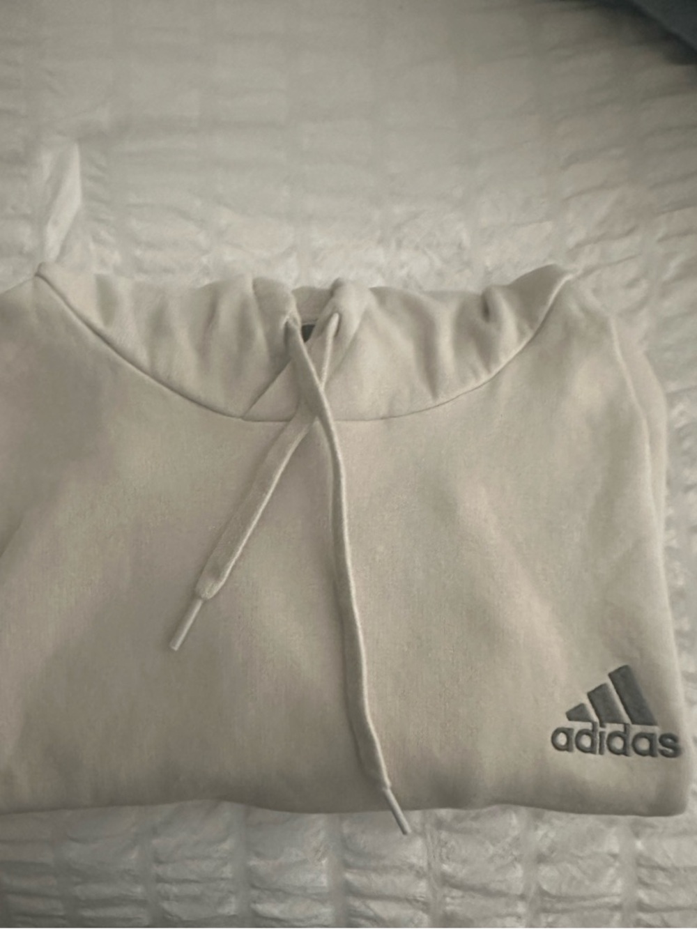 adidas Cream Pullover Hoodie with Logo
